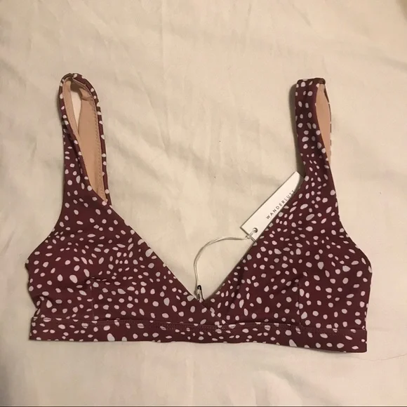 WANDERLUST SWIM- Kate Top in Mocha Polka Dot - Picture 3 of 4